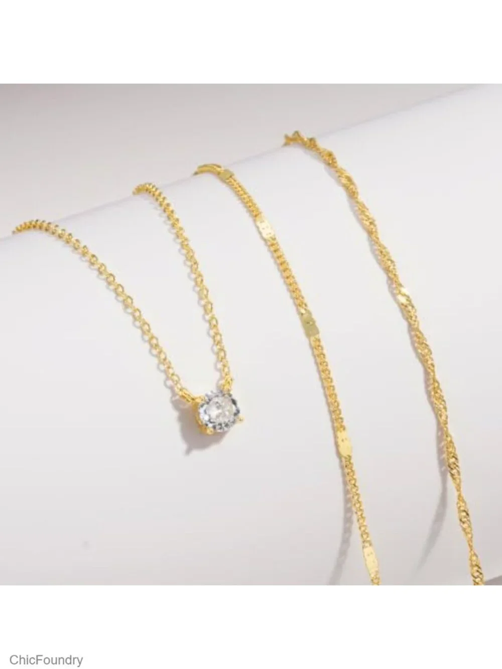 Layered Gold Plated Necklace Set for Women, 14K Gold Plated, Hypoallergenic,